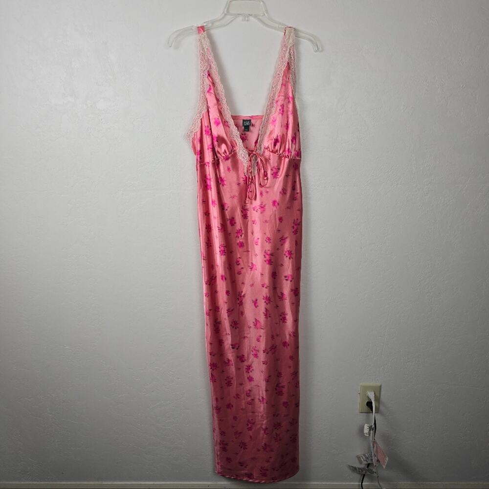 Wild Fable  Salmon Pink Satin Lace Babydoll Slip Dress Whimsical Fairycore L - Picture 13 of 14